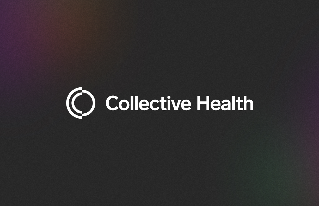 A large image with color fading to dark and Collective Health's logo in the center