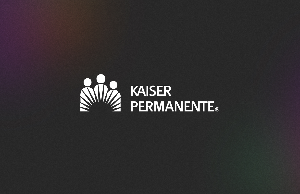 A large image with color fading to dark and Kaiser Permanente logo in the center