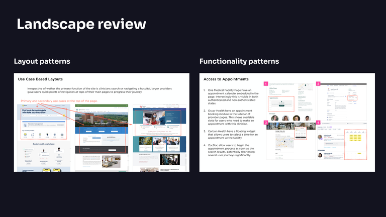Screenshots of a landscape analysis