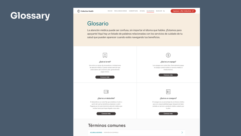 An image of Collective Health's Spanish Micro-site 