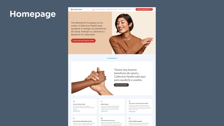 An image of Collective Health's Spanish Micro-site homepage