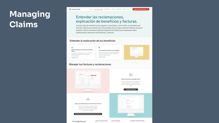 An image of Collective Health's Spanish Micro-site 