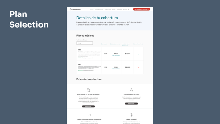 An image of Collective Health's Spanish Micro-site 